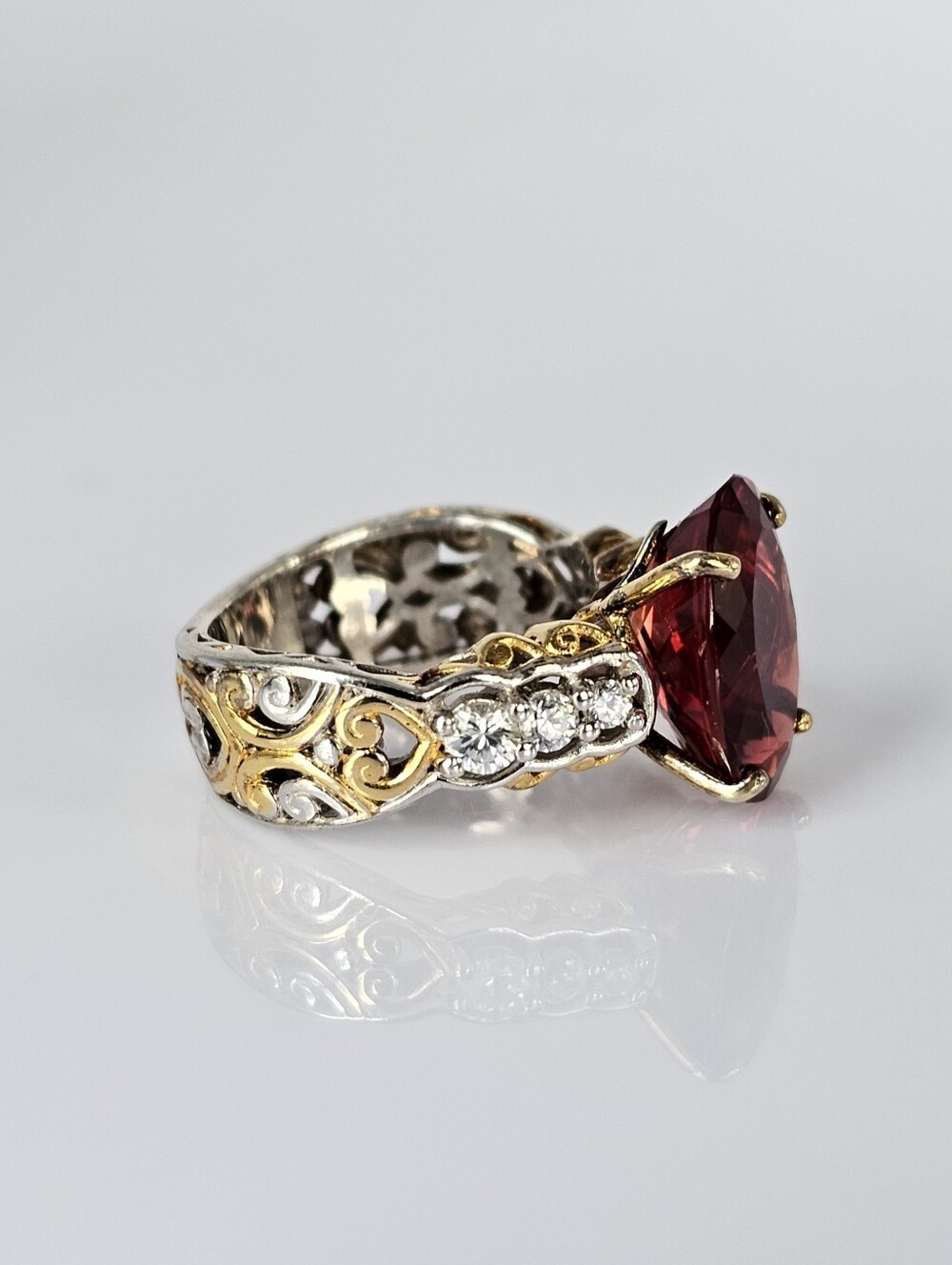 Retired Gems En Vogue 7.79ctw Andesine & White Zircon Cocktail 💍 Sz 6! 🔥 - Picture 8 of 12
